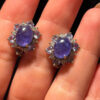 925 Sterling Silver Earrings Oval Tanzanite Natural Gemstone Jewelry#120