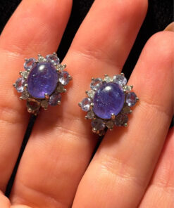 925 Sterling Silver Earrings Oval Tanzanite Natural Gemstone Jewelry#120