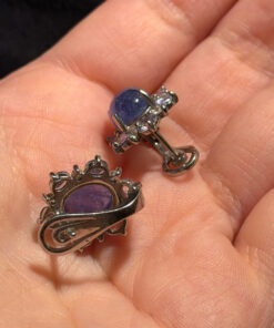 925 Sterling Silver Earrings Oval Tanzanite Natural Gemstone Jewelry