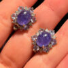 925 Sterling Silver Earrings Oval Tanzanite Natural Gemstone Jewelry#120