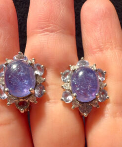 925 Sterling Silver Earrings Oval Tanzanite Natural Gemstone Jewelry