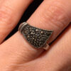 925 Sterling Silver Vintage 90s Ukraine  Real Marcasite Gemstone Ring UK J 1/2 (#14)
