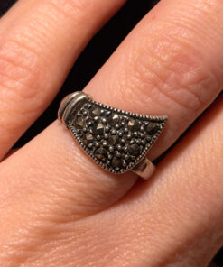 925 Sterling Silver Vintage 90s Ukraine  Real Marcasite Gemstone Ring UK J 1/2 (#14)