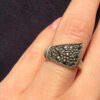 925 Sterling Silver Vintage 90s Ukraine Real Marcasite Gemstone Ring UK J 1/2 (#14)