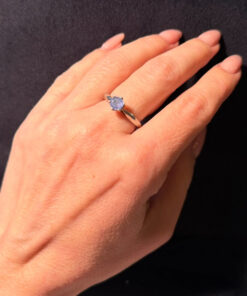 925   Sterling Silver natural Tanzanite Solitaire Ring -UK Size O#117