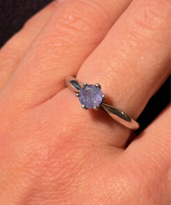 925   Sterling Silver natural Tanzanite Solitaire Ring -UK Size O#117