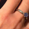 925   Sterling Silver natural Tanzanite Solitaire Ring -UK Size O#117