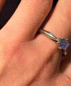 925 Sterling Silver natural Tanzanite Solitaire Ring -UK Size O