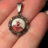 Vintage  Tested Silver Paste Holland Windmill Porcelain Pendant#117