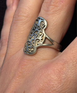Vintage Silver ring with filigree design, size N,6.30 g