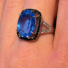 High-Quality Lab-Created Blue Spinel Sterling Silver Ring – Size O#7