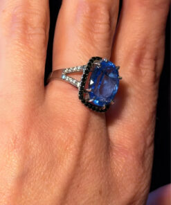 High-Quality Lab-Created Blue Spinel Sterling Silver Ring – Size O