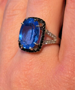 High-Quality Lab-Created Blue Spinel Sterling Silver Ring – Size O#7