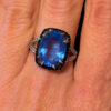 High-Quality Lab-Created Blue Spinel Sterling Silver Ring – Size O#7