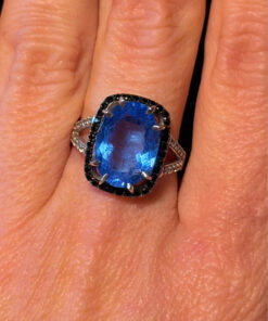 High-Quality Lab-Created Blue Spinel Sterling Silver Ring – Size O