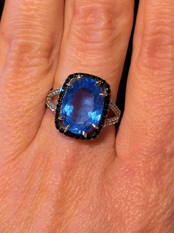 High-Quality Lab-Created Blue Spinel Sterling Silver Ring – Size O#7