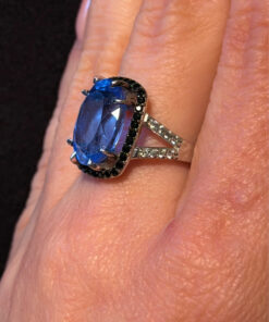 High-Quality Lab-Created Blue Spinel Sterling Silver Ring – Size O