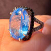 High-Quality Lab-Created Blue Spinel Sterling Silver Ring – Size O#7