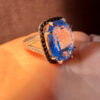 High-Quality Lab-Created Blue Spinel Sterling Silver Ring – Size O#7
