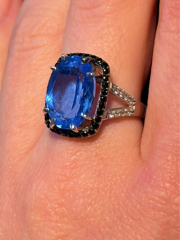High-Quality Lab-Created Blue Spinel Sterling Silver Ring – Size O#7