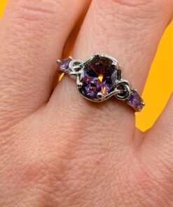 Incredible new amethyst sterling silver ring Uk size N