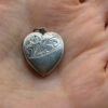 Vintage 925 Sterling Silver Etched Heart Locket Pendant#22