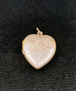 Vintage 925 Sterling Silver Etched Heart Locket Pendant
