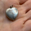 Vintage 925 Sterling Silver Etched Heart Locket Pendant#22