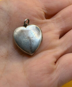 Vintage 925 Sterling Silver Etched Heart Locket Pendant