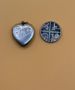 Vintage 925 Sterling Silver Etched Heart Locket Pendant