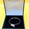 Vintage Baby bracelet with bells ,flower sterling silver adjustable