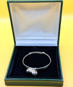Vintage Baby bracelet with bells ,flower sterling silver adjustable