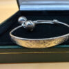 Vintage Baby bracelet with bells ,flower sterling silver adjustable