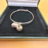 Vintage Baby bracelet with bells ,flower sterling silver adjustable