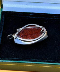 Baltic vintage amber sterling silver pendant brooch#140
