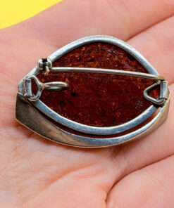 Baltic vintage amber sterling silver pendant brooch