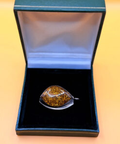 Baltic vintage amber sterling silver pendant brooch#140