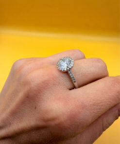 Vintage White Cubic Zirconia Sterling Silver Statement Ring, UK Size S#140