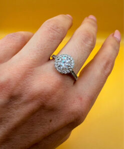 Vintage White Cubic Zirconia Sterling Silver Statement Ring, UK Size S#140