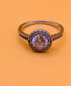 Vintage White Cubic Zirconia Sterling Silver Statement Ring, UK Size S