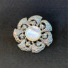 Vintage Sterling Silver Cats Eye & Marcasite Brooch#142
