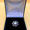 Vintage Sterling Silver Cats Eye & Marcasite Brooch#142