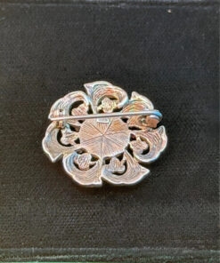 Vintage Sterling Silver Cats Eye & Marcasite Brooch