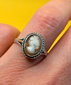 vintage sterling silver cameo ring Uk size M#142