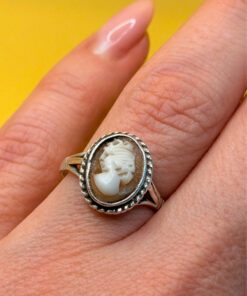 vintage sterling silver cameo ring Uk size M#142