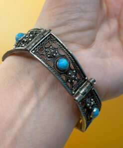 Vintage 900 silver turquoise bracelet