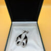 Vintage Sterling Silver Onyx Dangle Earrings#144
