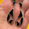 Vintage Sterling Silver Onyx Dangle Earrings#144