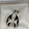 Vintage Sterling Silver Onyx Dangle Earrings#144