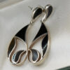 Vintage Sterling Silver Onyx Dangle Earrings#144